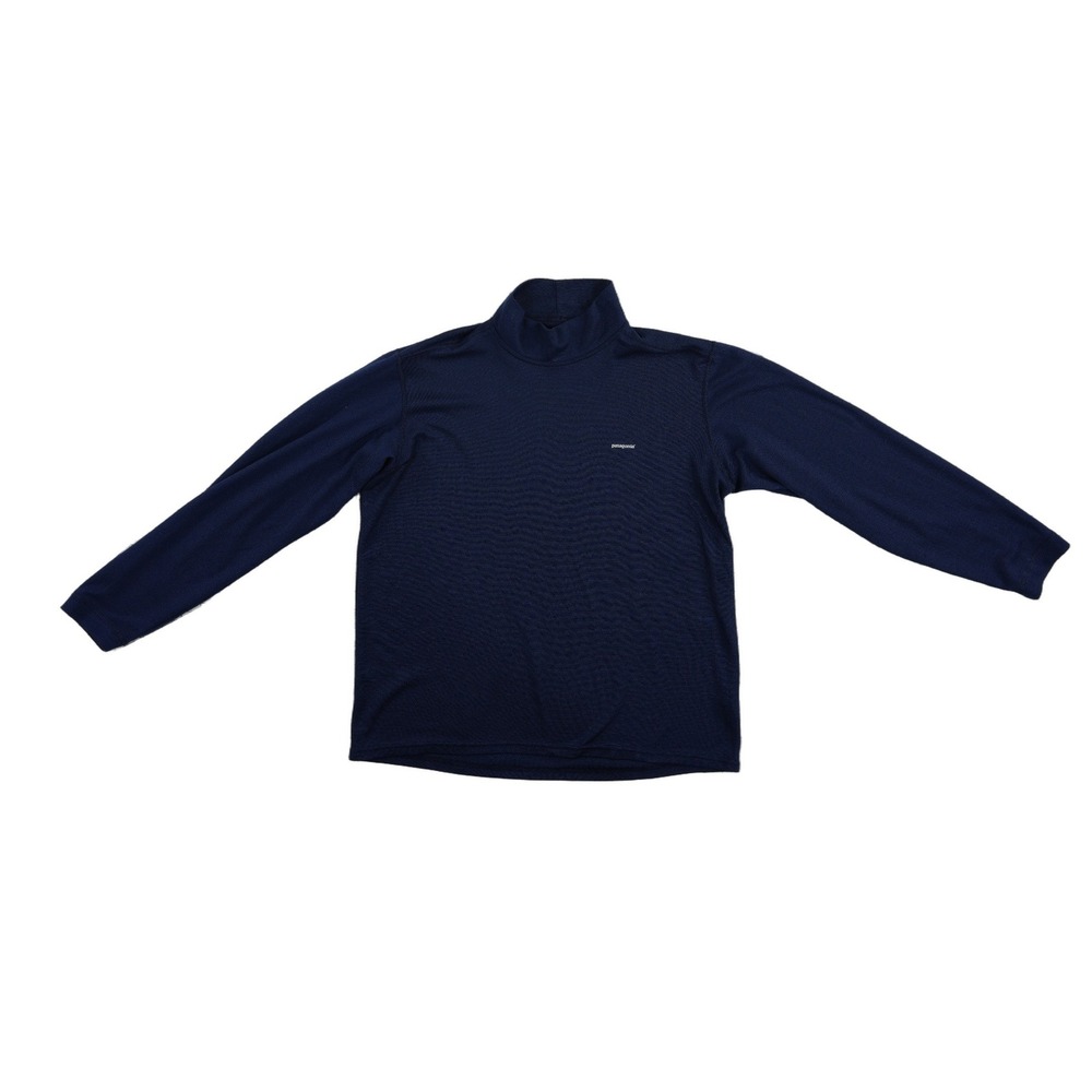 Patagonia Capilene Base Layer Top Men's Size Medium Navy Blue Mock Neck